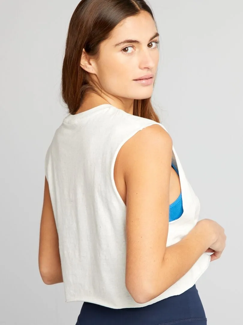 CAMISETA DE DEPORTE CROPPED SIN MANGAS  GRIS