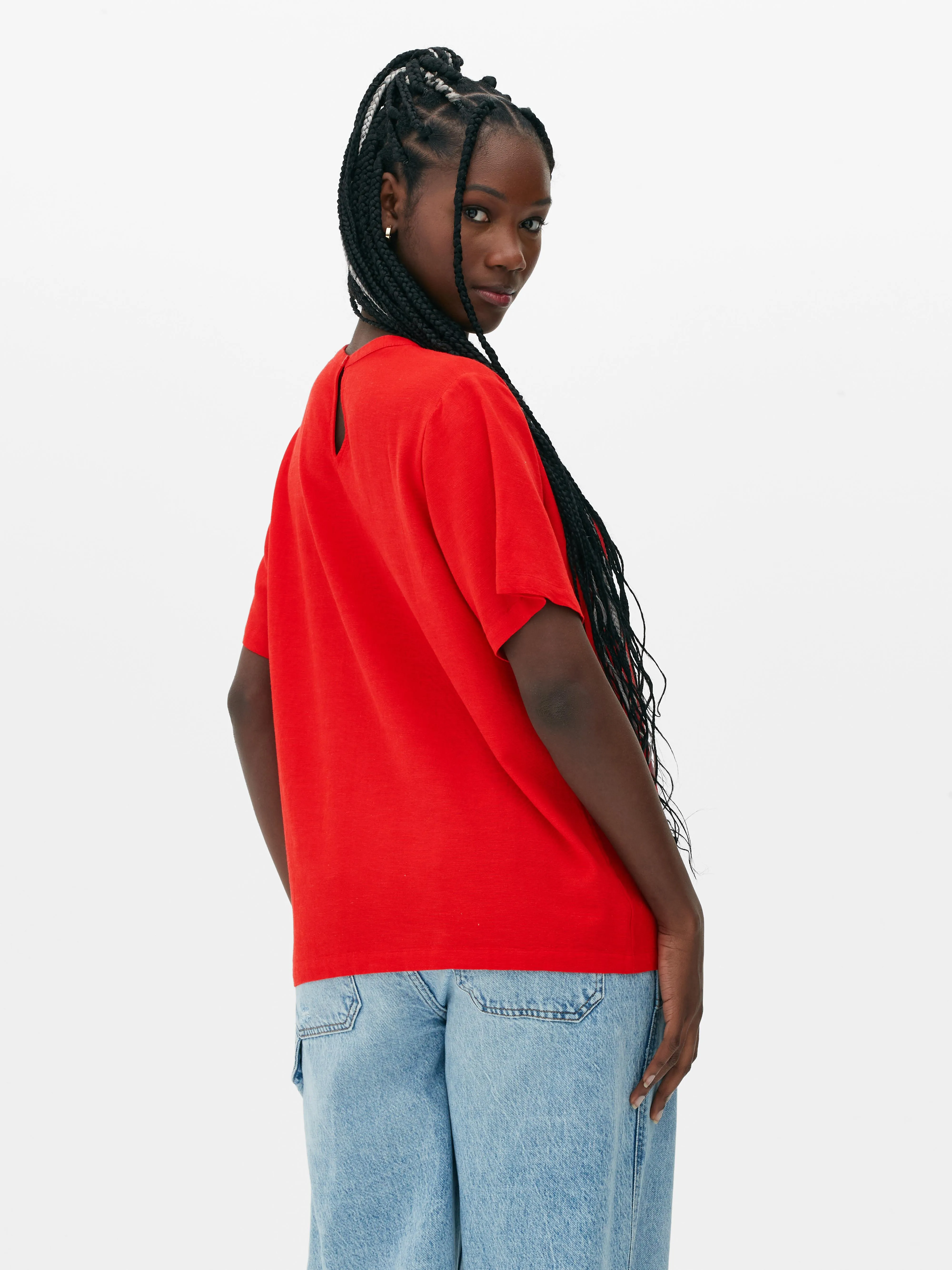 Camiseta en mezcla de lino con bolsillo