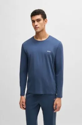 Camiseta homewear de algodón elástico con logo bordado