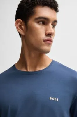 Camiseta homewear de algodón elástico con logo bordado