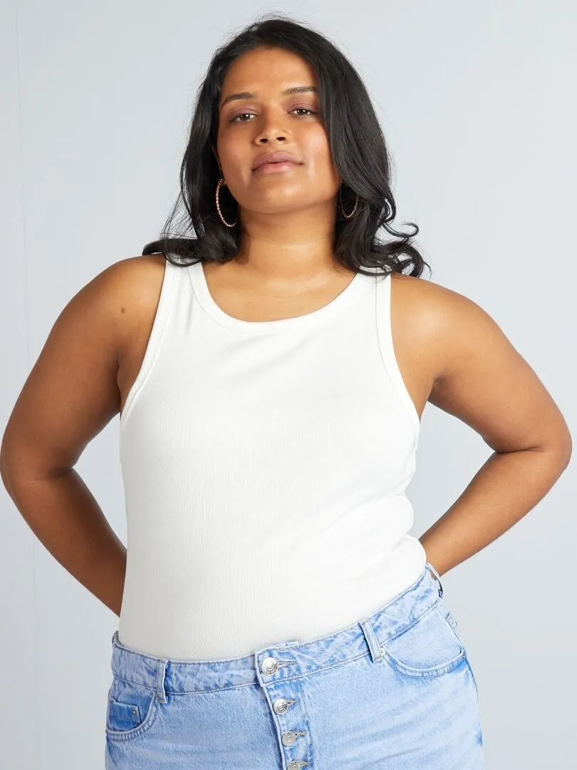 CAMISETA LISA SIN MANGAS  BLANCO