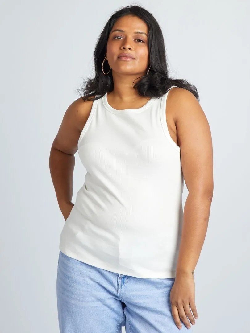 CAMISETA LISA SIN MANGAS  BLANCO