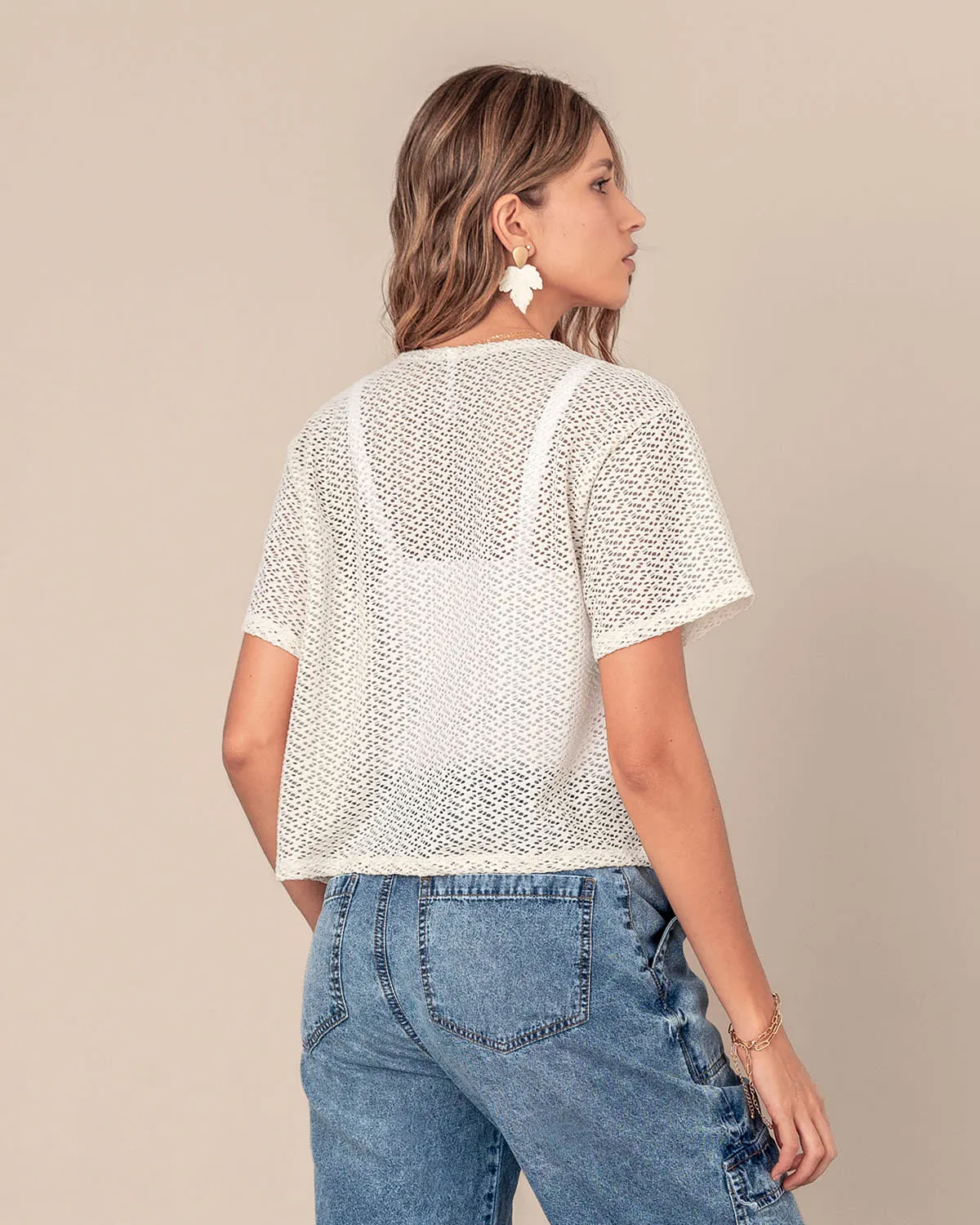 Camiseta manga corta elaborada en malla