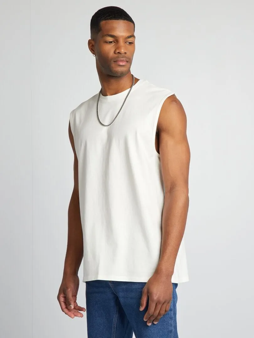 CAMISETA SIN MANGAS DE PUNTO LISO  BLANCO
