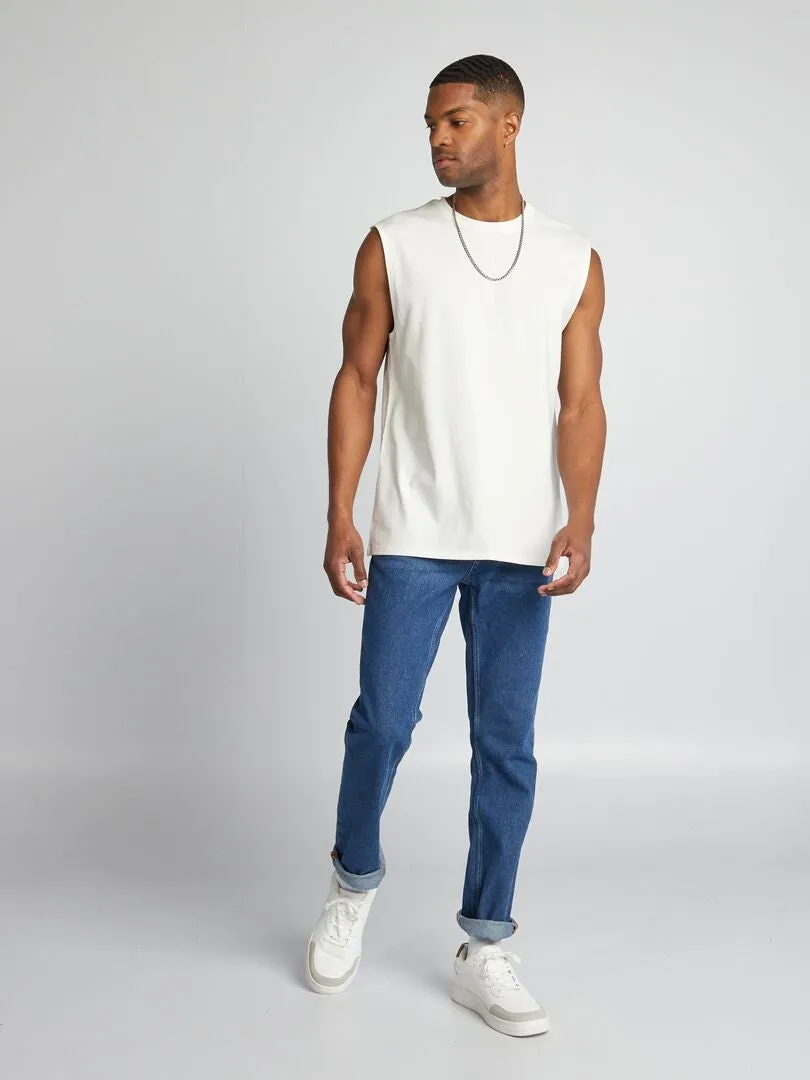 CAMISETA SIN MANGAS DE PUNTO LISO  BLANCO
