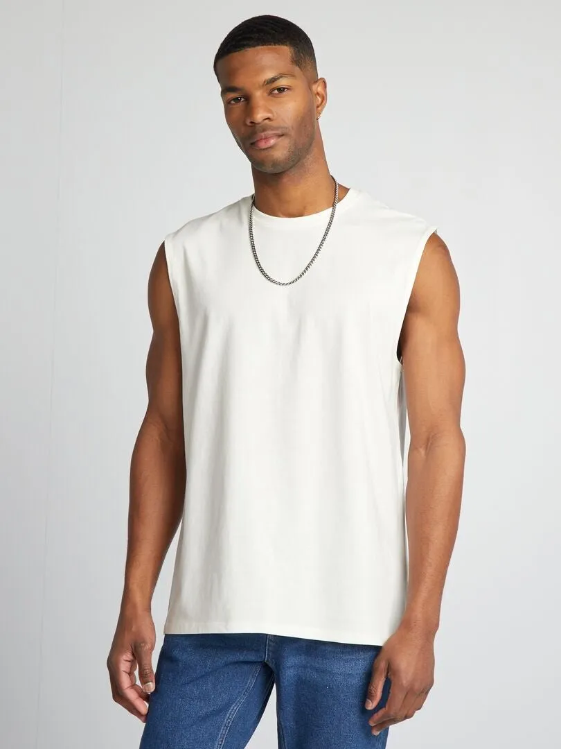 CAMISETA SIN MANGAS DE PUNTO LISO  BLANCO