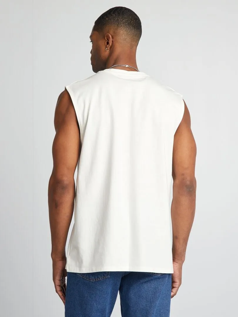 CAMISETA SIN MANGAS DE PUNTO LISO  BLANCO