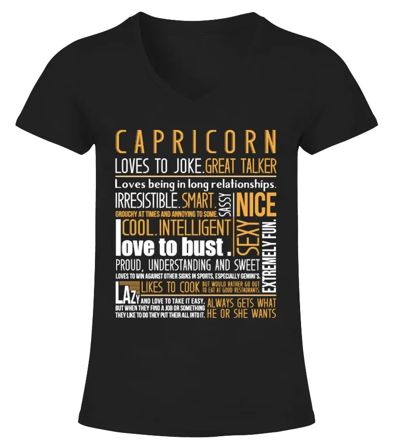 Capricorn Love To Joke Love To Bust Camiseta cuello pico Mujer