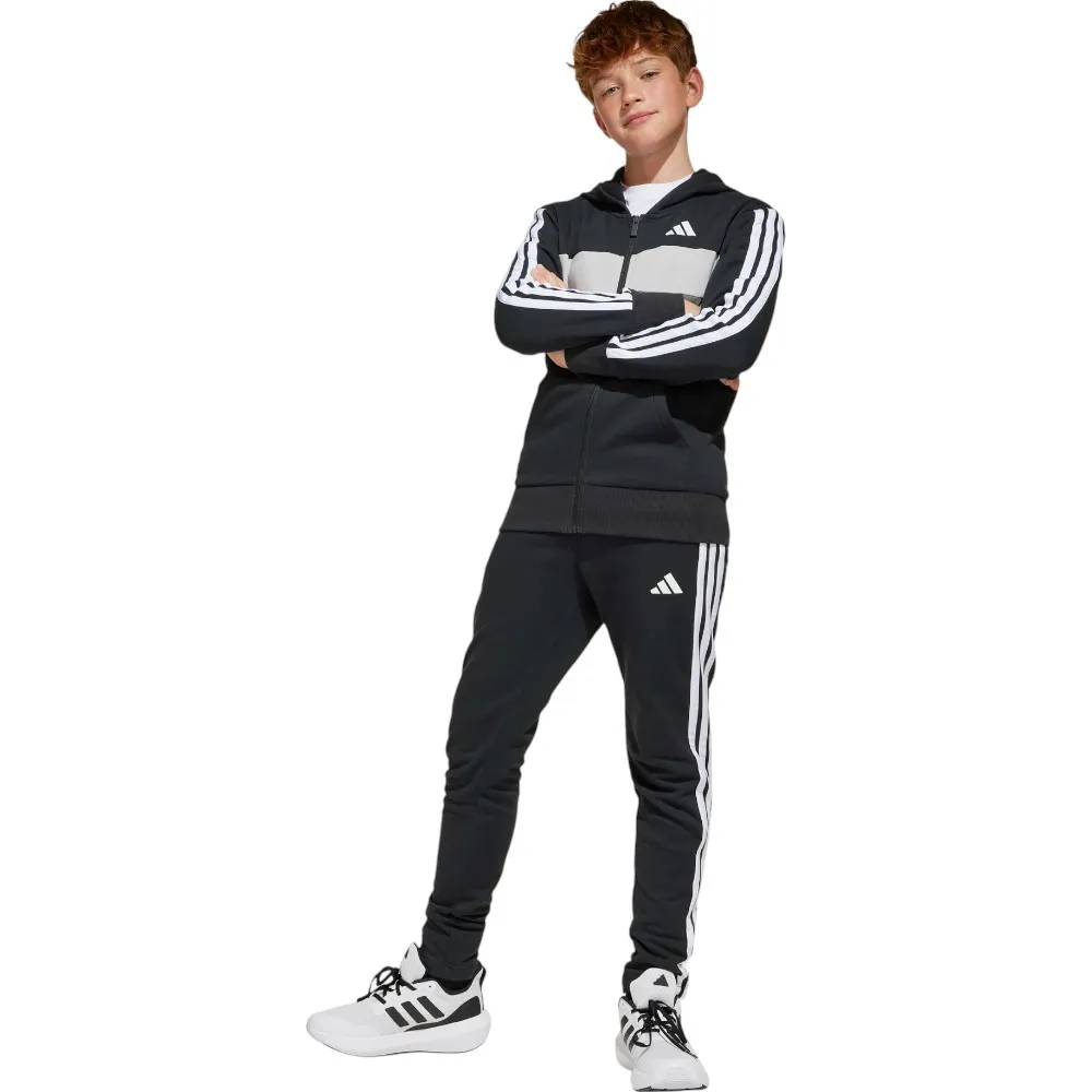 CHANDAL ADIDAS J 3BANDAS TIB FLEECE NEGRO GRIS BLANCAS JC7520 NIÑO NIÑA