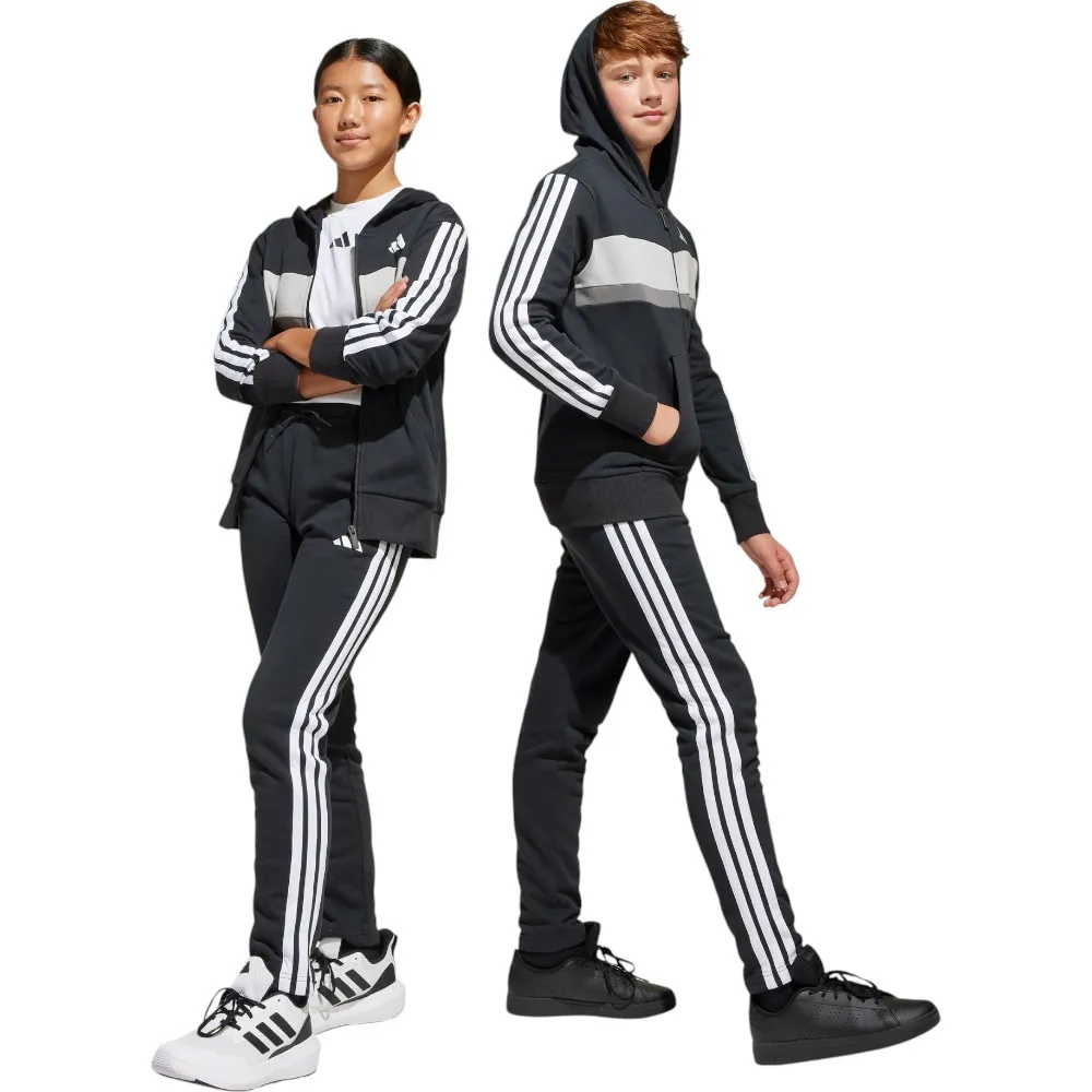 CHANDAL ADIDAS J 3BANDAS TIB FLEECE NEGRO GRIS BLANCAS JC7520 NIÑO NIÑA