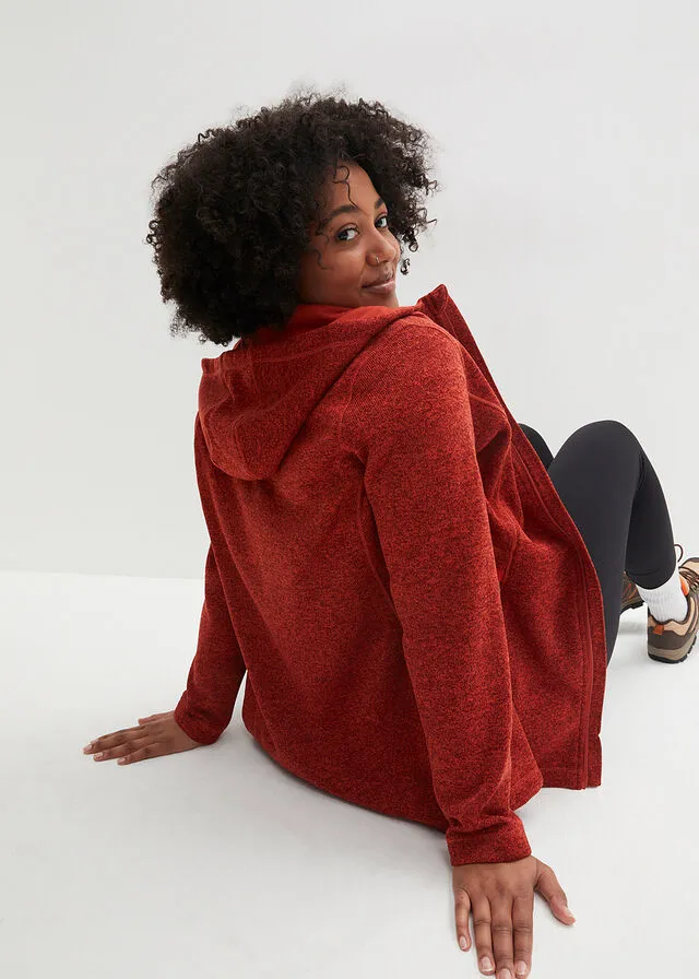 Chaqueta polar con capucha Rojo castaño jaspeado