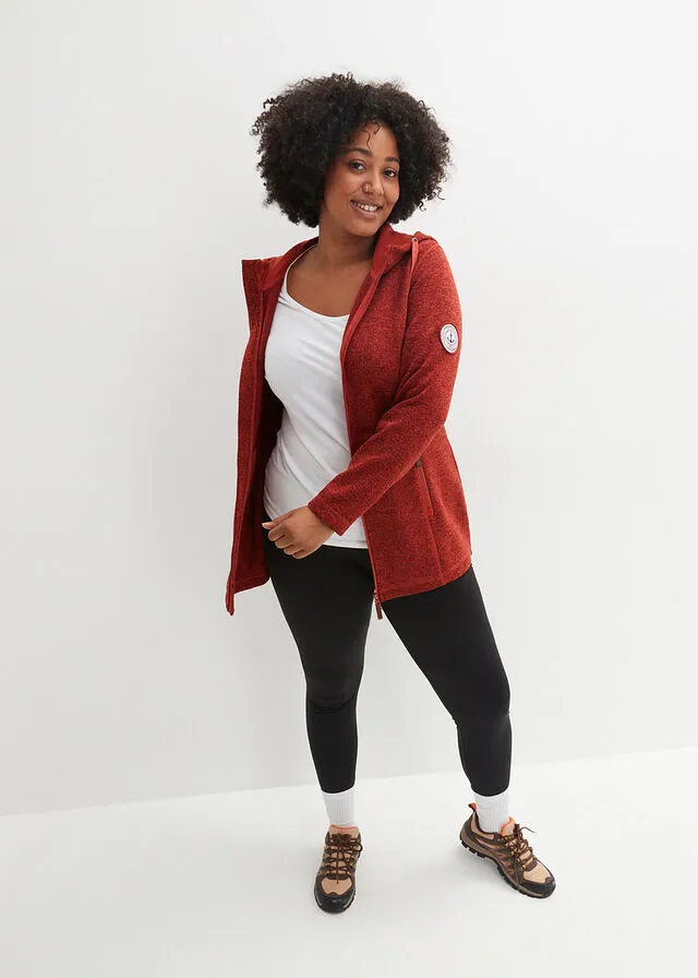 Chaqueta polar con capucha Rojo castaño jaspeado