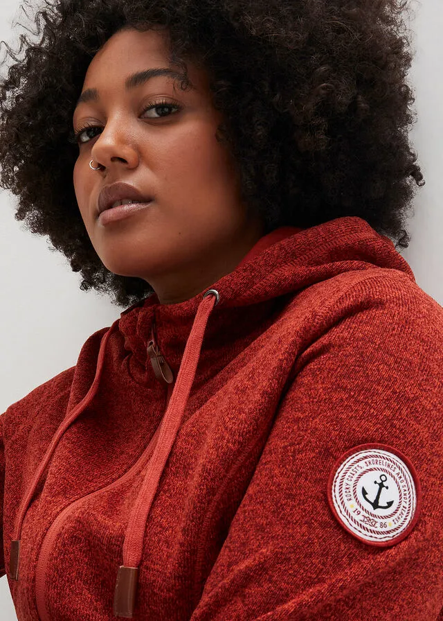 Chaqueta polar con capucha Rojo castaño jaspeado