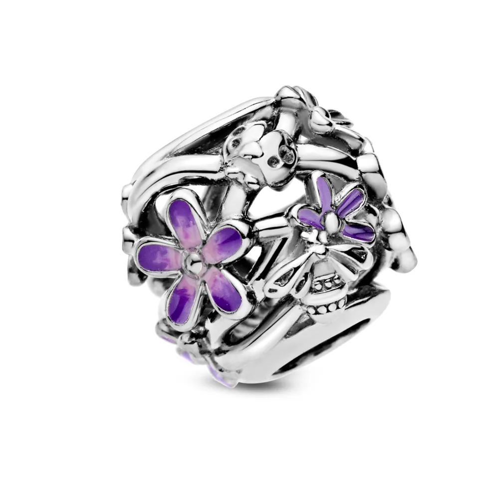 Charm en PLata de Ley Margarita Morada Filigrana 798772C02