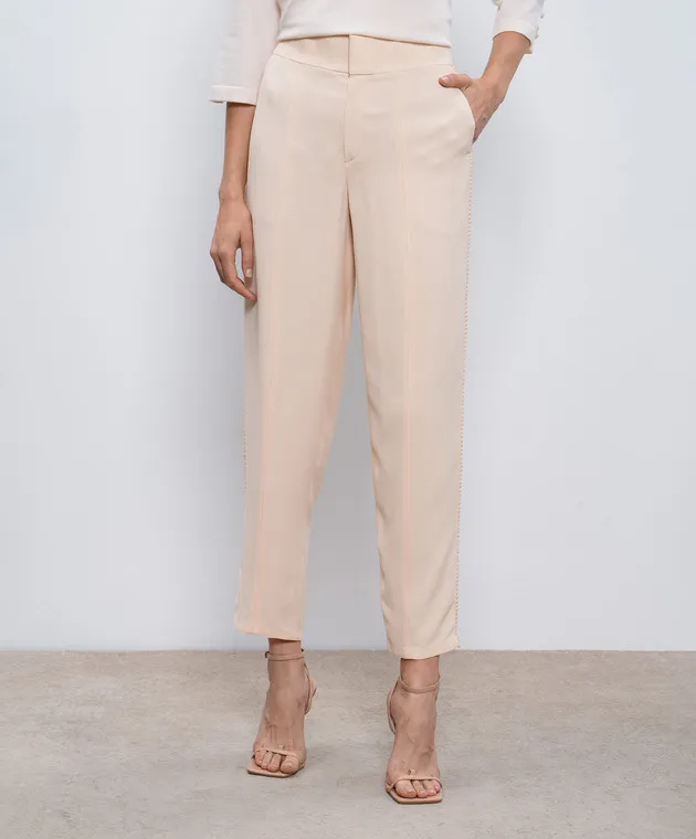 Chloe Beige pants with textured ribbon
