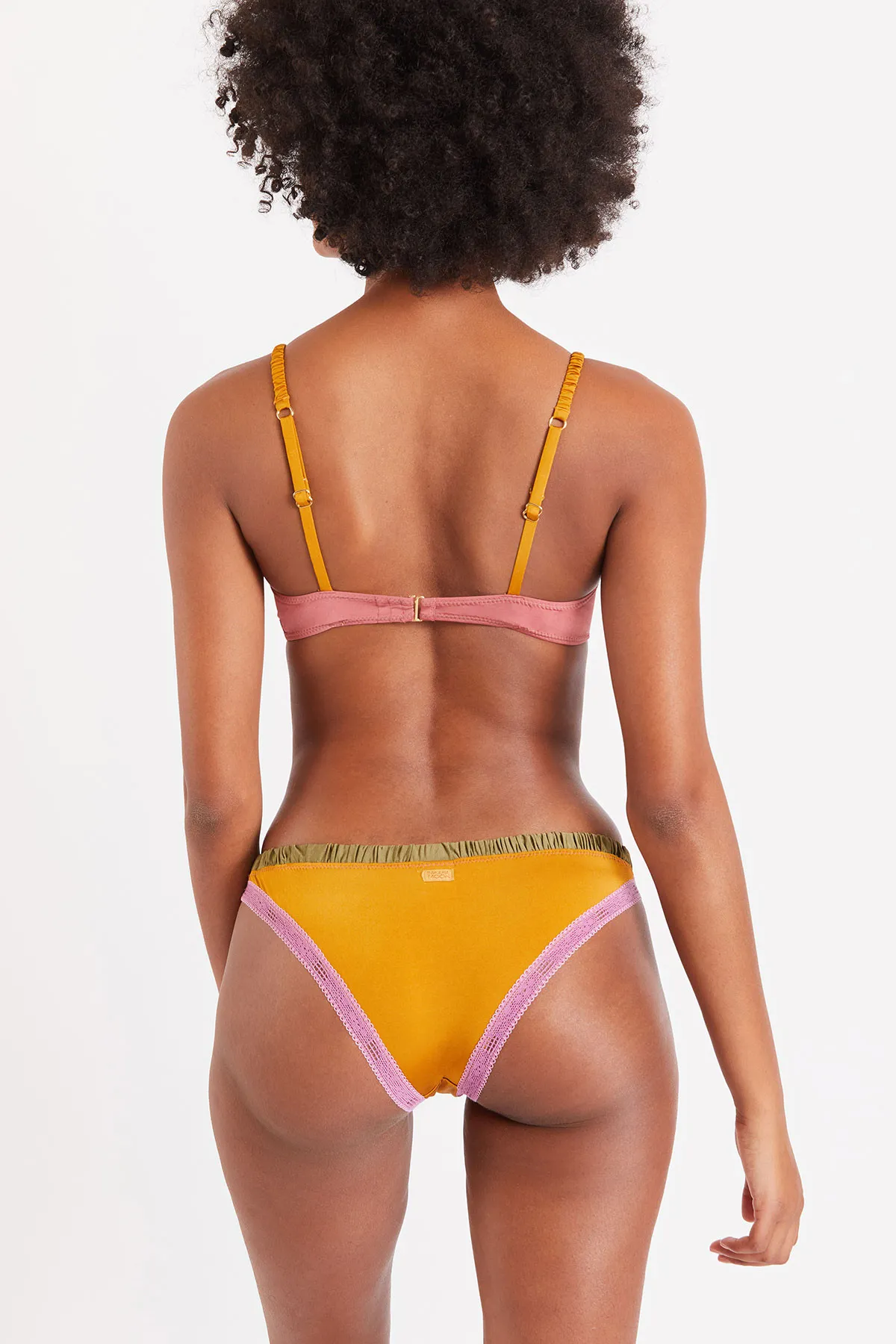 Conjunto de lencería rosa y amarillo curry Joyful & Bubbly Silky