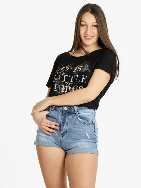 Coveri Moving Camiseta de mujer de manga corta con letras