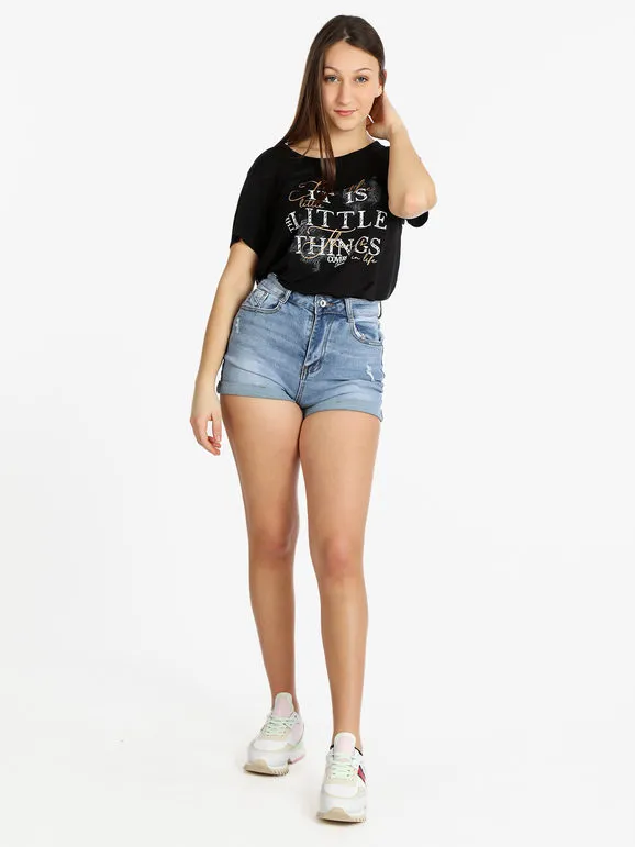 Coveri Moving Camiseta de mujer de manga corta con letras
