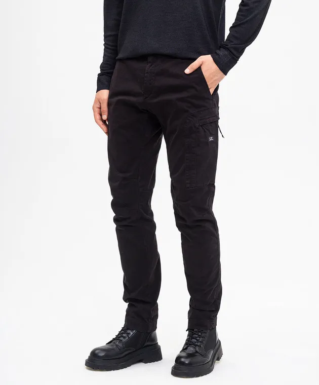 C.P. Company Black cargo pants with logo patch