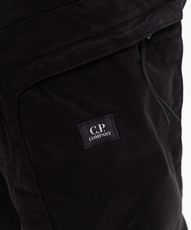 C.P. Company Black cargo pants with logo patch
