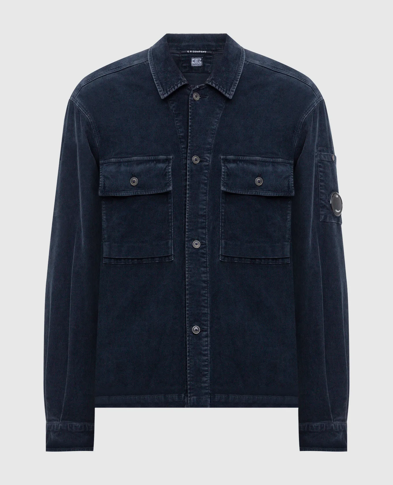 C.P. Company Blue corduroy shirt with logo patch