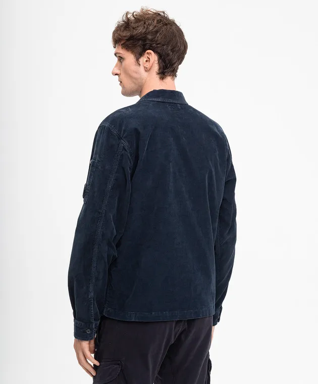 C.P. Company Blue corduroy shirt with logo patch