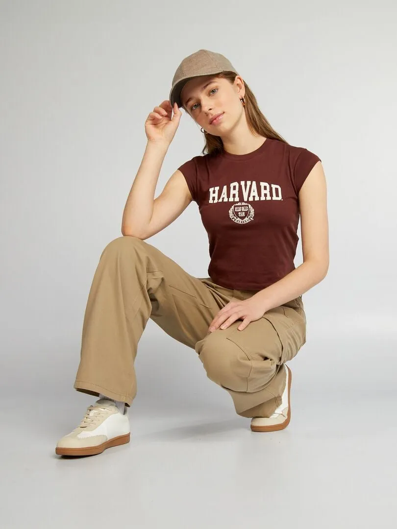 CROPTOP DE CUELLO REDONDO 'HARVARD'  ROJO