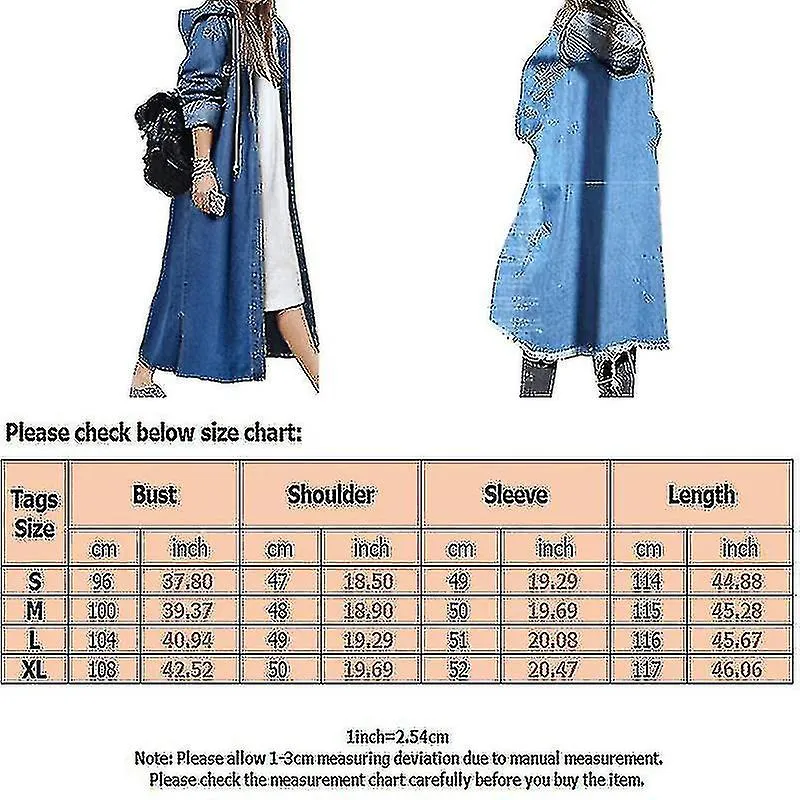 Damas Baggy Denim Chaquetas Manga Larga Manga con cordón Gabardina Otoño Sudaderas con capucha Abrigos