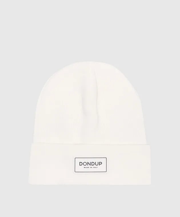 Dondup White wool cap with logo