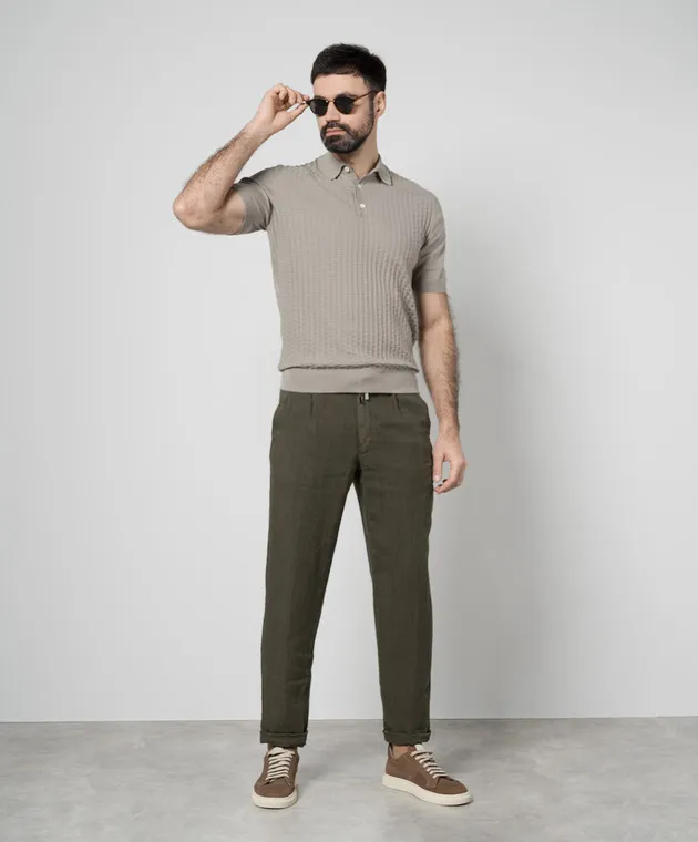 Enrico Mandelli Khaki linen pants