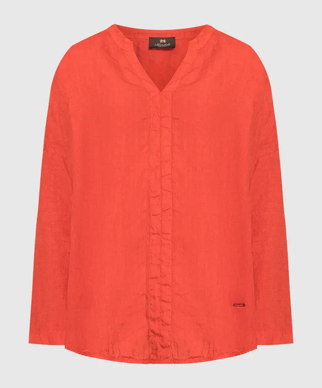 Enrico Mandelli Red linen blouse with logo