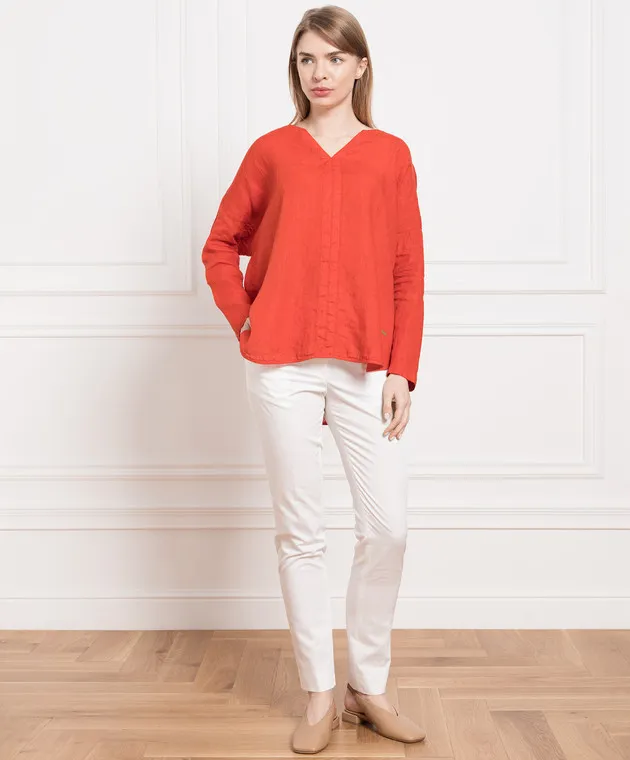 Enrico Mandelli Red linen blouse with logo