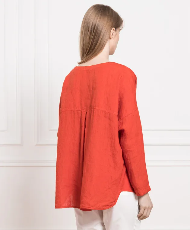 Enrico Mandelli Red linen blouse with logo