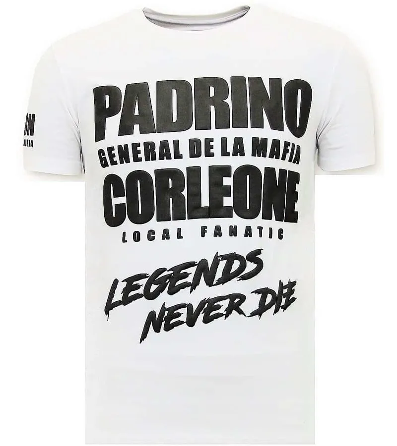 EXCLUSIVA CAMISETA DE LOS HOMBRES PADRINO CORLEONE  BLANCO