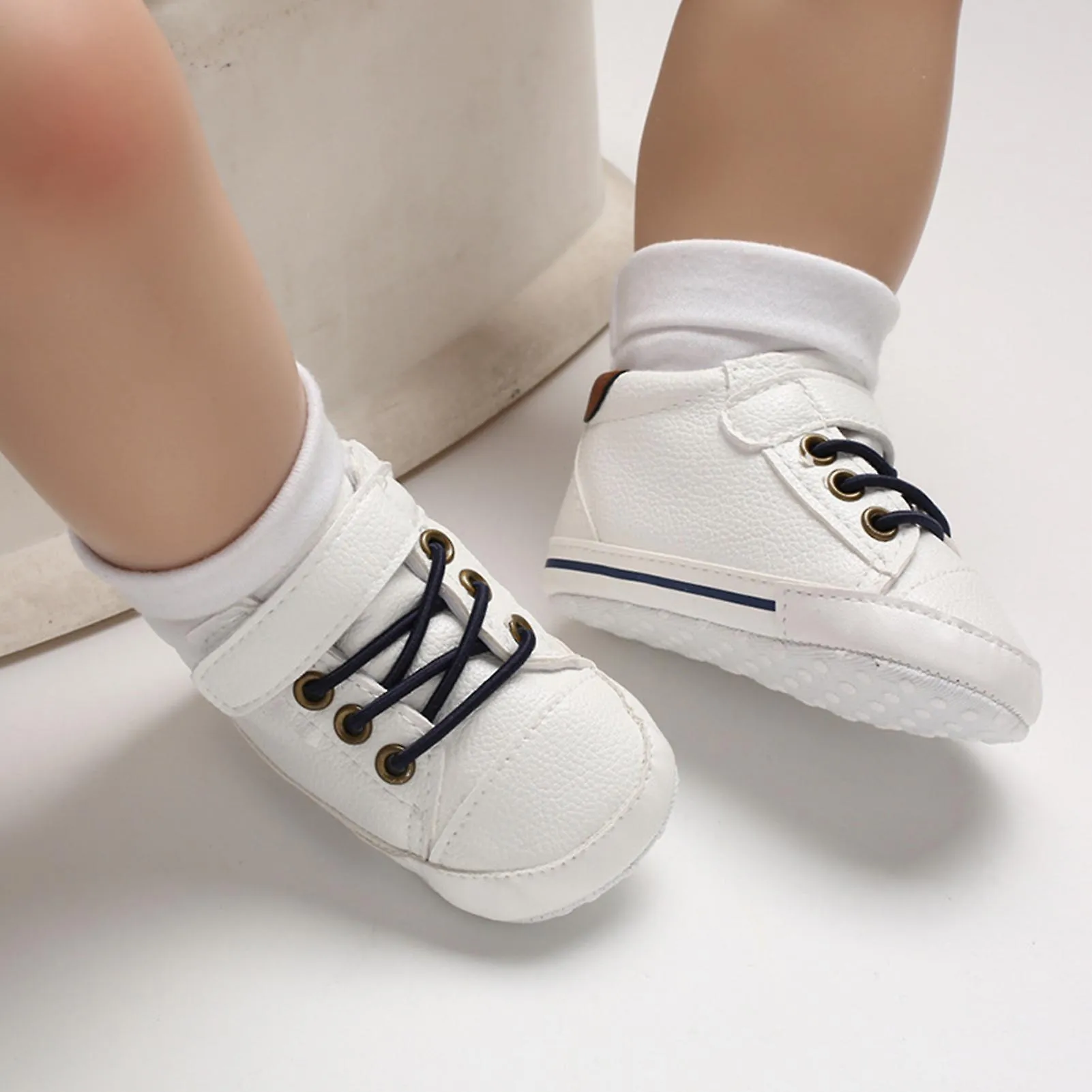 Fianao 1 Pair Toddler Shoes Fastener Tape Faux Leather All Match Shoelaces Shoes for Learning Walking