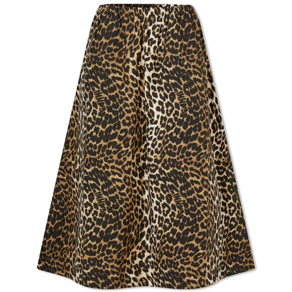 GANNI Printed Cotton Elasticated Maxi Skirt