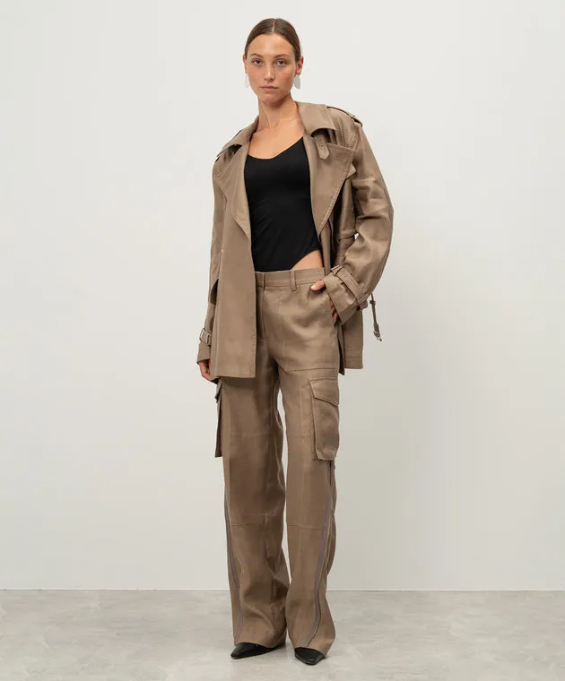 Helmut Lang Brown linen cargo pants