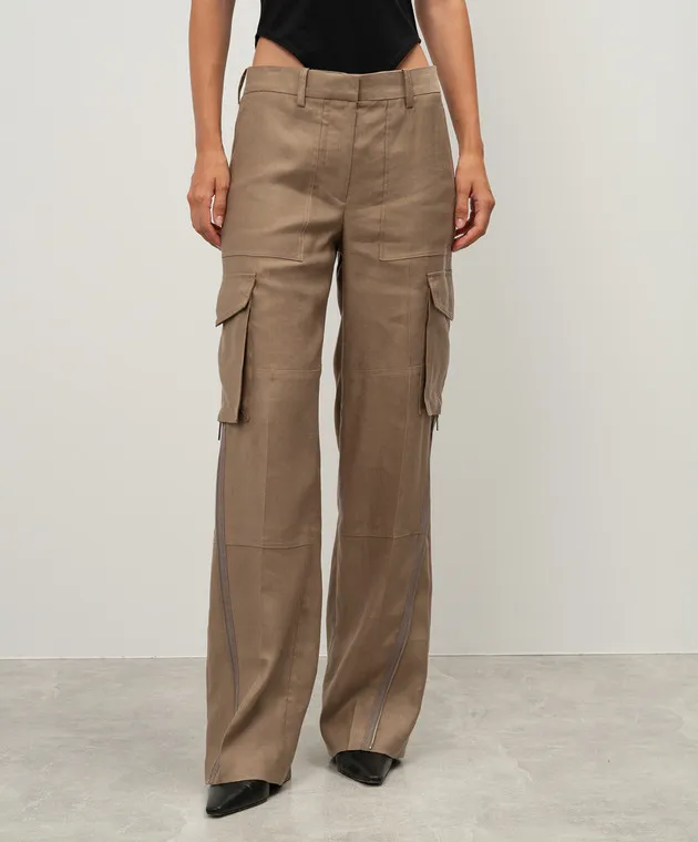 Helmut Lang Brown linen cargo pants