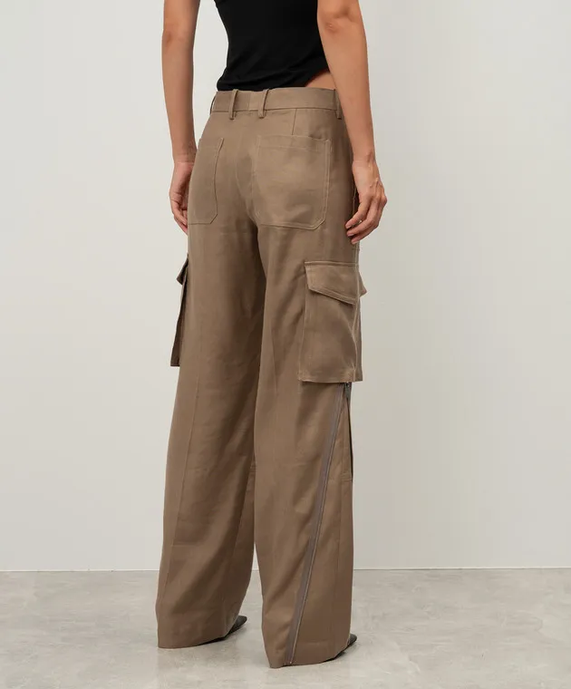Helmut Lang Brown linen cargo pants