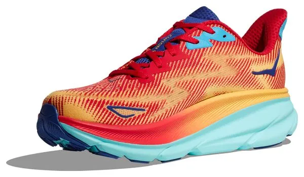 Hoka One One Hoka One One Clifton 9 Rojo Naranja Azul Zapatillas de Running para Mujer