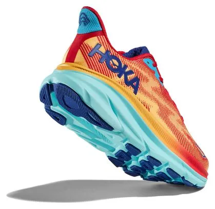 Hoka One One Hoka One One Clifton 9 Rojo Naranja Azul Zapatillas de Running para Mujer