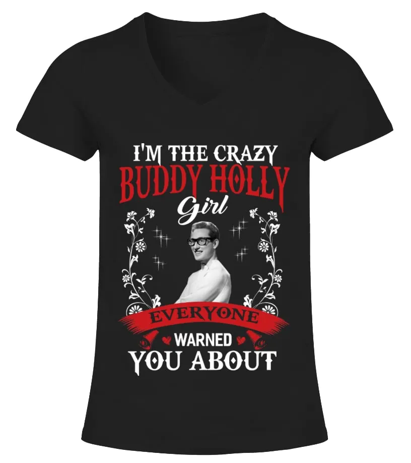 I'M THE CRAZY BUDDY HOLLY GIRL Camiseta cuello pico Mujer