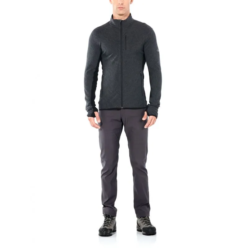 Icebreaker Descender Ls Zip (jet Hthr / negro)