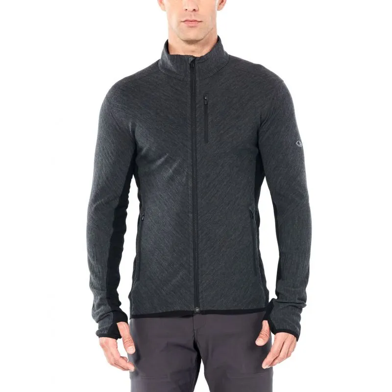 Icebreaker Descender Ls Zip (jet Hthr / negro)