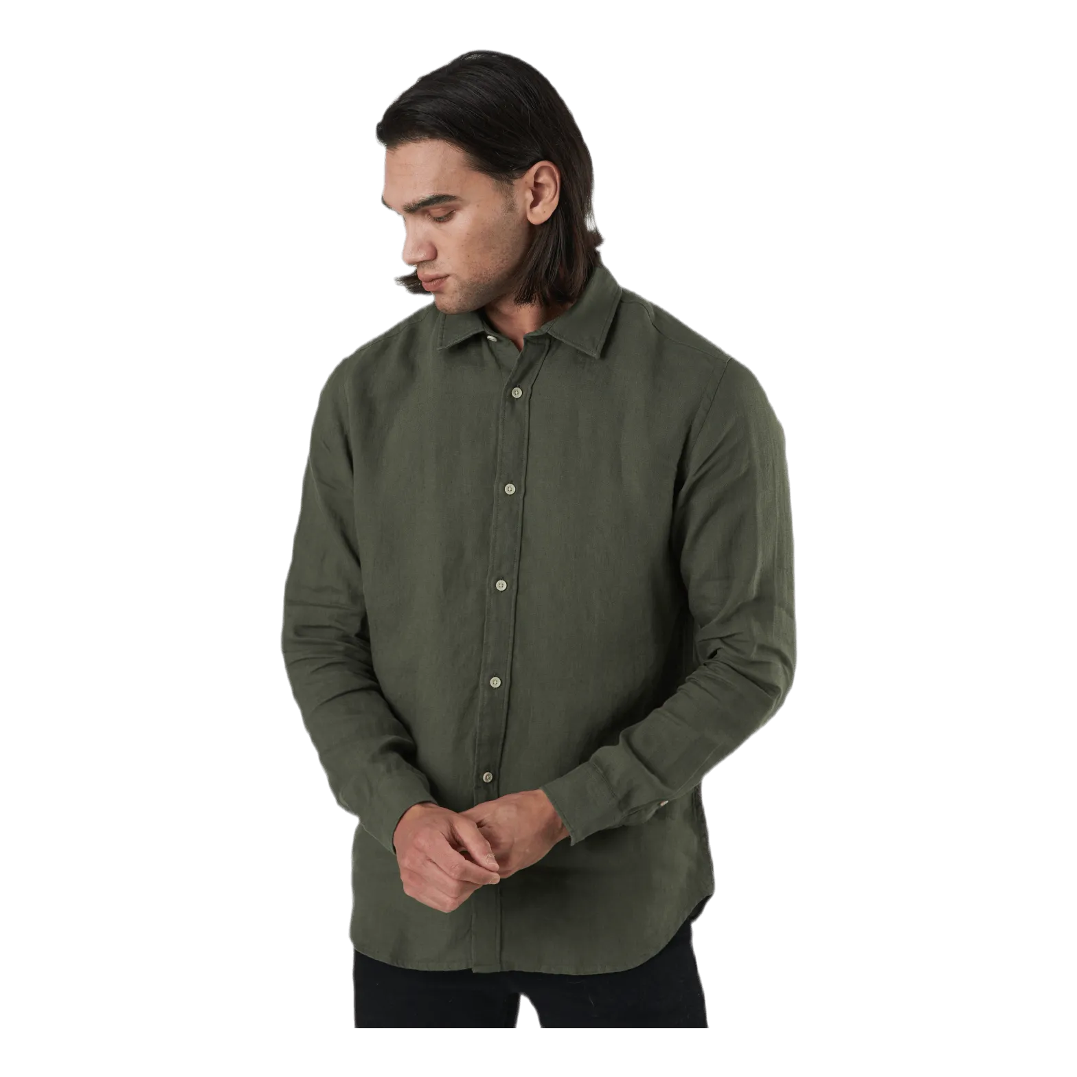 Jack & Jones Bluplain Linen Shirt L/s Svart