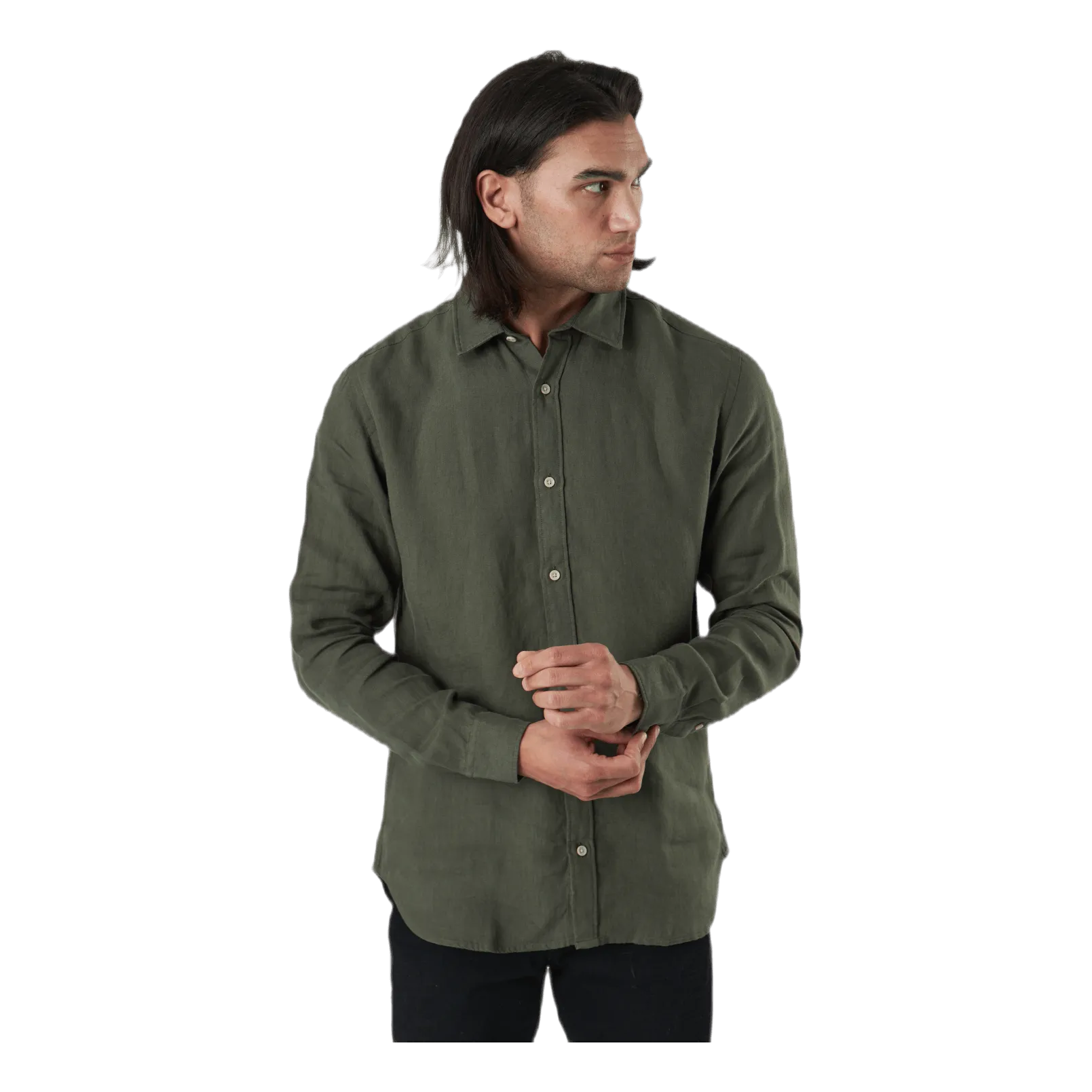 Jack & Jones Bluplain Linen Shirt L/s Svart