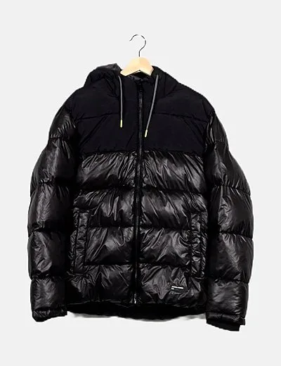 Jack & Jones Abrigo acolchado negro con capucha