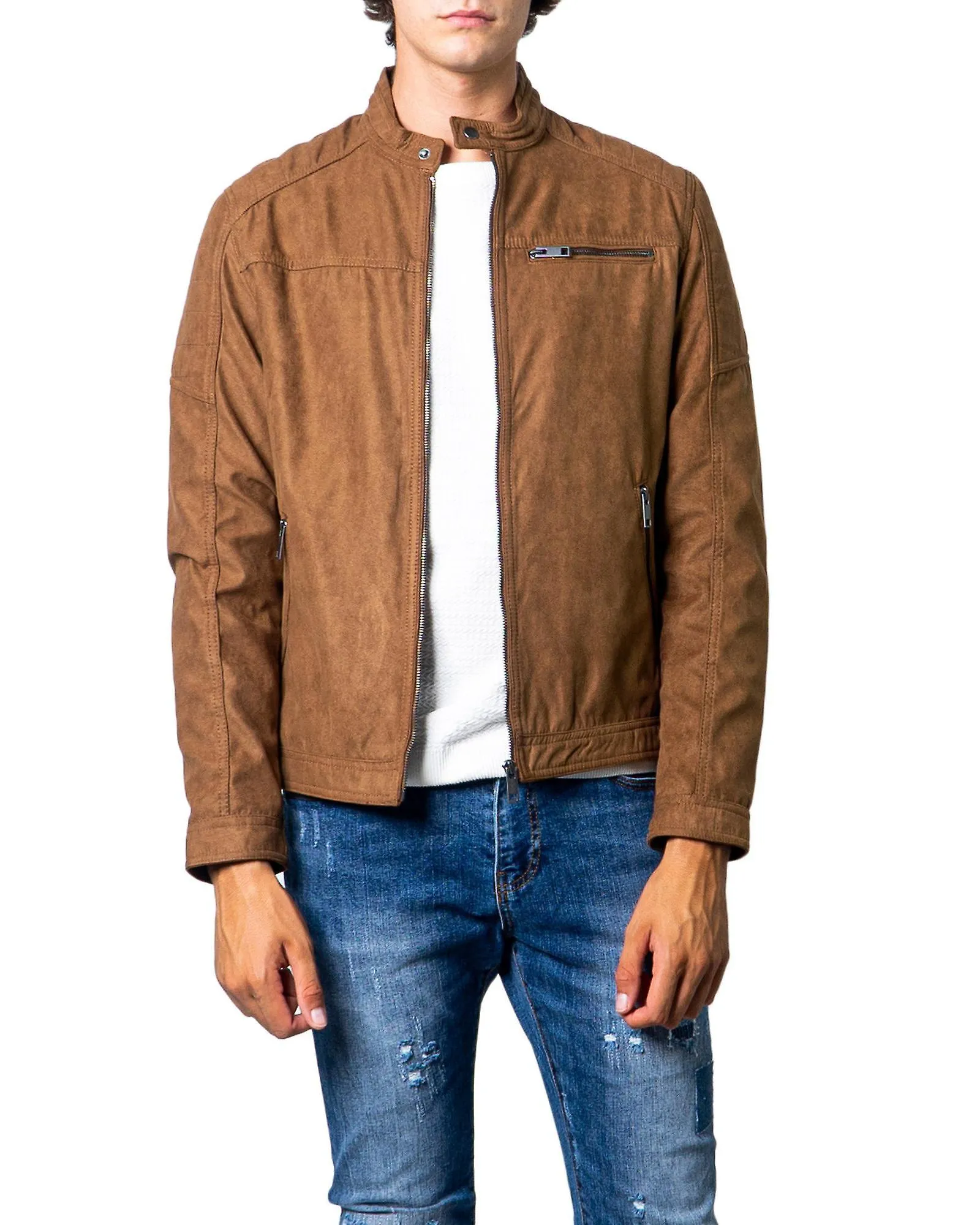 JACK & JONES FAUX LEATHER ZIPUP BLAZER