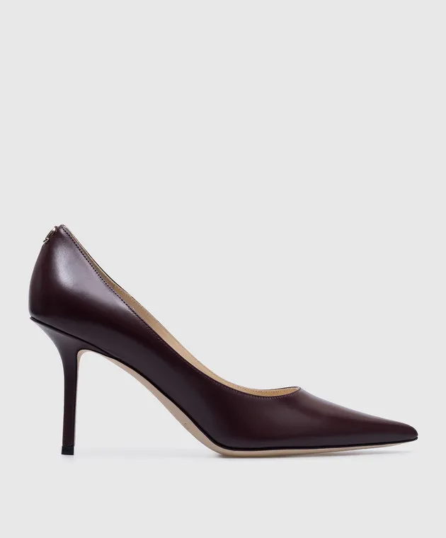 Jimmy Choo Love burgundy leather shoes with metallic JC logo