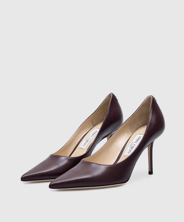 Jimmy Choo Love burgundy leather shoes with metallic JC logo